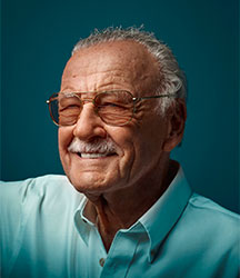 Stan Lee On Blue Shirt